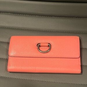 Burberry D Ring Continental Leather Pink Wallet